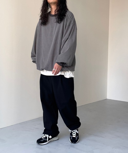 natto(ナット)の「【ユニセックスアイテム】 premium loose silhouette long sleeve / ルーズシルエットロングスリーブ(Tシャツ/カットソー・メンズ・ブラック/アイボリー・FREE)」の8枚目の写真