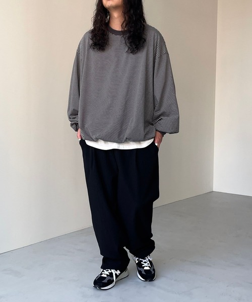 natto(ナット)の「【ユニセックスアイテム】 premium loose silhouette long sleeve / ルーズシルエットロングスリーブ(Tシャツ/カットソー・メンズ・ブラック/アイボリー・FREE)」の9枚目の写真