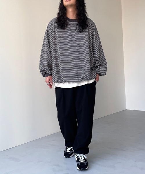natto(ナット)の「【ユニセックスアイテム】 premium loose silhouette long sleeve / ルーズシルエットロングスリーブ(Tシャツ/カットソー・メンズ・ブラック/アイボリー・FREE)」の4枚目の写真