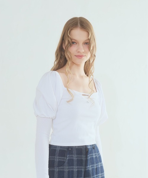 lilLilly(リルリリー)の「モチーフパワショルトップス(Tシャツ/カットソー・レディース・ミント/グレー/ホワイト/ブラック・FREE)」の10枚目の写真