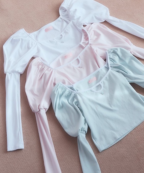 lilLilly(リルリリー)の「モチーフパワショルトップス(Tシャツ/カットソー・レディース・ミント/グレー/ホワイト/ブラック・FREE)」の12枚目の写真