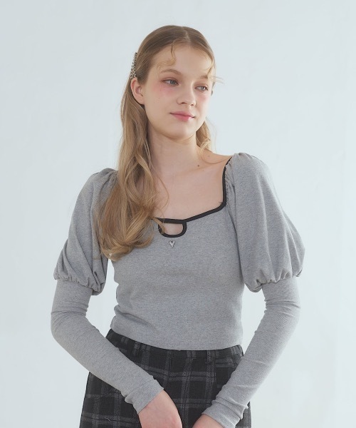 lilLilly(リルリリー)の「モチーフパワショルトップス(Tシャツ/カットソー・レディース・ミント/グレー/ホワイト/ブラック・FREE)」の19枚目の写真