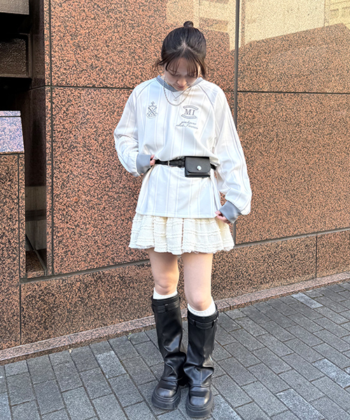 Mi-je(ミジェ)の「ユニフォームプルオーバー【韓国ファッション】(Tシャツ/カットソー・レディース・チャコール/アイボリー/ライトブルー・S/M)」の20枚目の写真