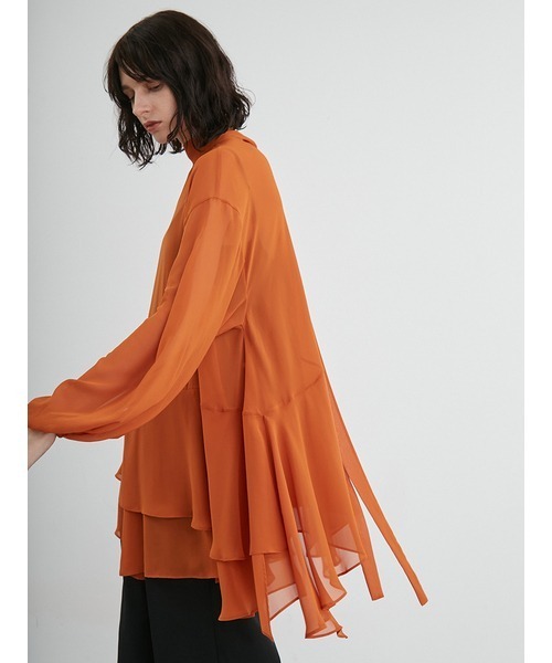 styling/（スタイリング）の「フレアシフォン2WAYブラウス（シャツ/ブラウス・レディース・ホワイト/オレンジ・FREE）」の5枚目の写真