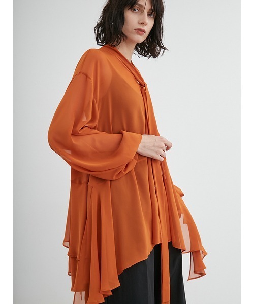 styling/（スタイリング）の「フレアシフォン2WAYブラウス（シャツ/ブラウス・レディース・ホワイト/オレンジ・FREE）」の3枚目の写真