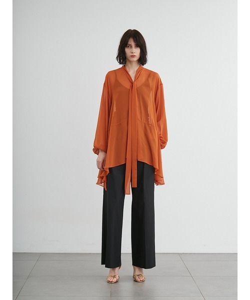 styling/（スタイリング）の「フレアシフォン2WAYブラウス（シャツ/ブラウス・レディース・ホワイト/オレンジ・FREE）」の6枚目の写真