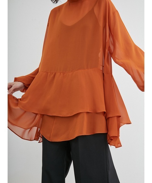 styling/（スタイリング）の「フレアシフォン2WAYブラウス（シャツ/ブラウス・レディース・ホワイト/オレンジ・FREE）」の7枚目の写真