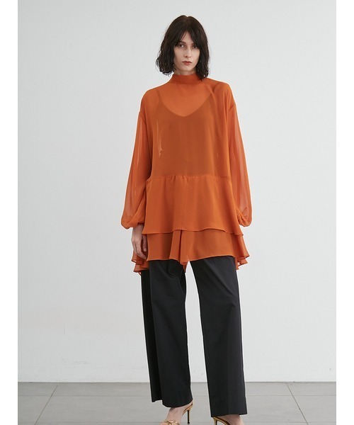 styling/（スタイリング）の「フレアシフォン2WAYブラウス（シャツ/ブラウス・レディース・ホワイト/オレンジ・FREE）」の8枚目の写真