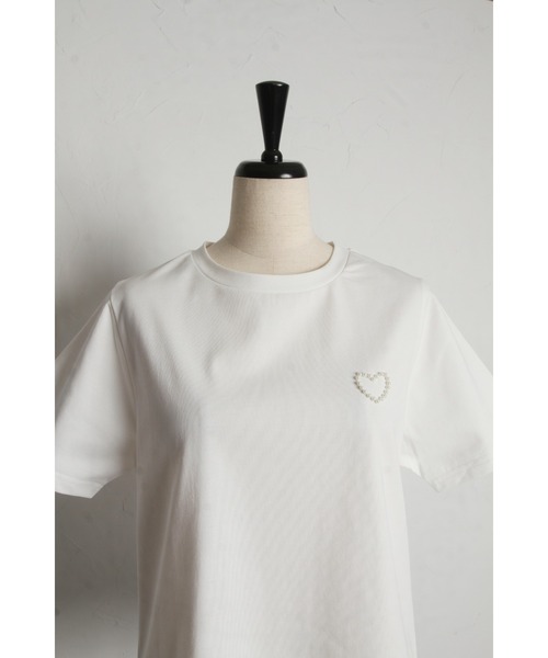 &. NOSTALGIA(アンドドットノスタルジア)の「【ZOZO限定】パールハートTシャツ(接触冷感、UVカット)(Tシャツ/カットソー・レディース・ブラック/ホワイト・M)」の22枚目の写真