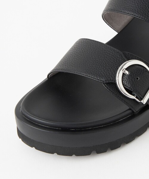 green label relaxing（グリーンレーベルリラクシング）の「ダブルベルトプラット サンダル(3.5cmヒール)（サンダル・レディース・ベージュ/ブラック・S/M/L/XL）」の4枚目の写真