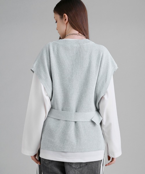 SOCCE(ソーシー)の「ベルテッドVネックニットベスト(ベスト・メンズ・ブラック/チャコール/ライトグレー・S/M/L/XL)」の14枚目の写真