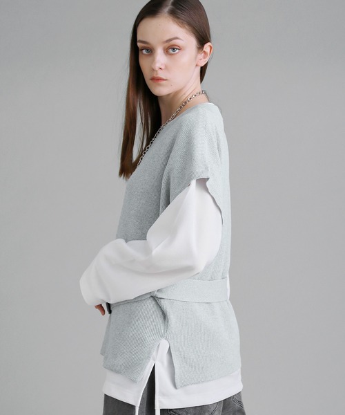 SOCCE(ソーシー)の「ベルテッドVネックニットベスト(ベスト・メンズ・ブラック/チャコール/ライトグレー・S/M/L/XL)」の16枚目の写真