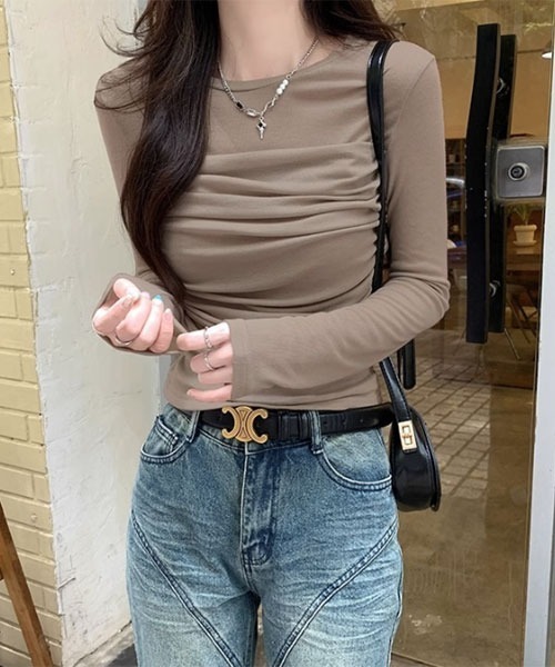 urge:(アージコロン )の「【URGE:】ビスチェ レイヤード シアー 長袖 カットソー(Tシャツ/カットソー・レディース・オフホワイト/ブラウン/ベージュ・SMALL/MEDIUM/LARGE/X-LARGE)」の1枚目の写真