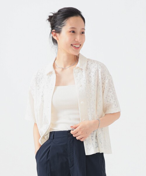 B:MING by BEAMS(ビーミングバイビームス)の「半袖 レース シャツ(S~M)(シャツ/ブラウス・レディース・ホワイト系その他5/ブラック・MEDIUM/SMALL)」の11枚目の写真