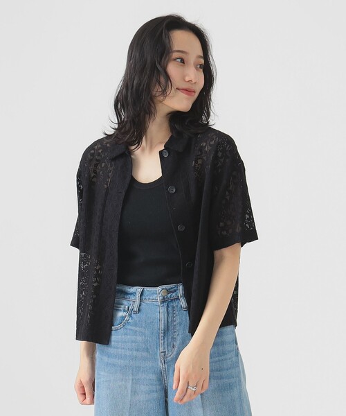 KUME ホワイト レース 半袖シャツ s wim639-01.jpg