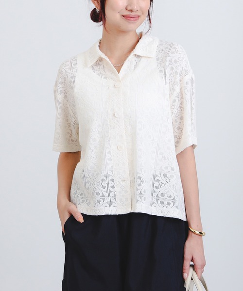 美品　BOWTE バウト　パネルシャツ　レースシャツ 美品 BOWTE バウト パネルシャツ レースシャツ - メルカリ