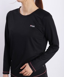 FILA レディース ダブルメッシュ ワンポイント刺繍 長袖ドライTシャツ 吸水速乾 UVカット