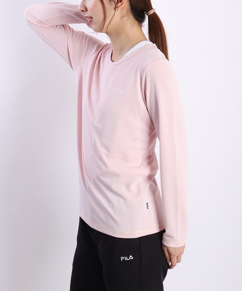 セール】FILA レディース ダブルメッシュ ワンポイント刺繍 長袖ドライ