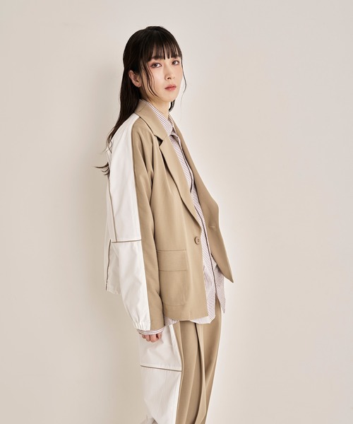 Nora Lily(ノラリリー)の「【Nora Lily】Half Design Jacket(テーラードジャケット・メンズ・ベージュ系その他/グリーン系その他/ブラック×グレー・FREE)」の14枚目の写真