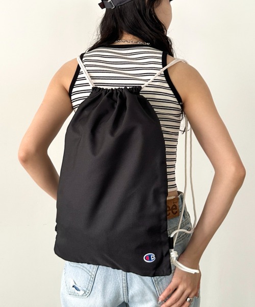 Champion（チャンピオン）の「Champion(チャンピオン)/ 巾着 ナップサック ストリングバッグ/Drawstring Bag（バックパック/リュック・レディース・ブラック・FREE）」の3枚目の写真