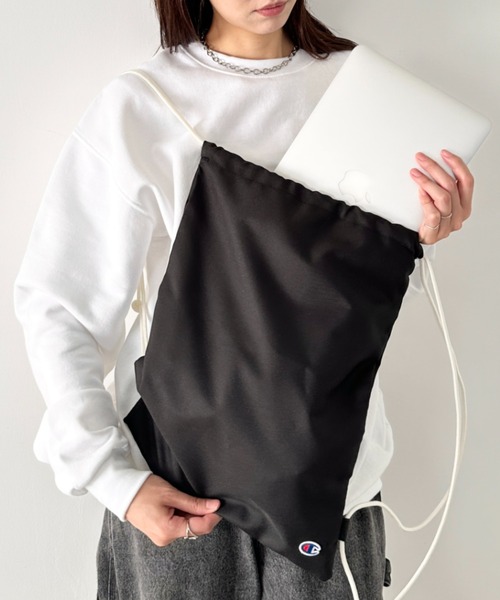 Champion（チャンピオン）の「Champion(チャンピオン)/ 巾着 ナップサック ストリングバッグ/Drawstring Bag（バックパック/リュック・レディース・ブラック・FREE）」の9枚目の写真