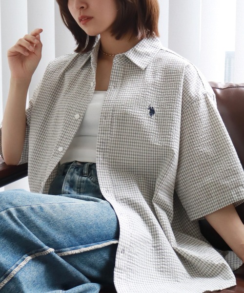 U.S. POLO ASSN.(ユーエスポロアッスン)の「【U.S. POLO ASSN./ユーエスポロアッスン】ワンポイント刺繍 コットンブロード 半袖レギュラーシャツ(シャツ/ブラウス・メンズ・ホワイト/ブラック/アイボリー/ネイビー/ライトブルー/サックスブルー・LL/M/L)」の3枚目の写真