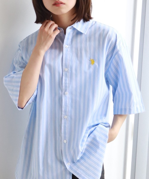 U.S. POLO ASSN.(ユーエスポロアッスン)の「【U.S. POLO ASSN./ユーエスポロアッスン】ワンポイント刺繍 コットンブロード 半袖レギュラーシャツ(シャツ/ブラウス・メンズ・ホワイト/ブラック/アイボリー/ネイビー/ライトブルー/サックスブルー・LL/M/L)」の6枚目の写真