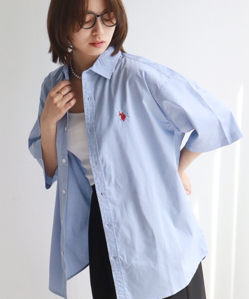U.S. POLO ASSN.(ユーエスポロアッスン)の「【U.S. POLO ASSN./ユーエスポロアッスン】ワンポイント刺繍 コットンブロード 半袖レギュラーシャツ(シャツ/ブラウス・メンズ・ホワイト/ブラック/アイボリー/ネイビー/ライトブルー/サックスブルー・LL/M/L)」の4枚目の写真