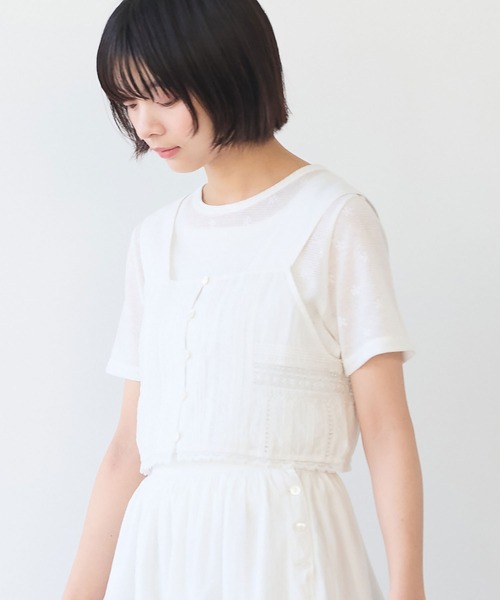 bulle de savon(ビュルデサボン)の「antique lace ビスチェ(シャツ/ブラウス・レディース・ブラック/ホワイト・FREE)」の4枚目の写真