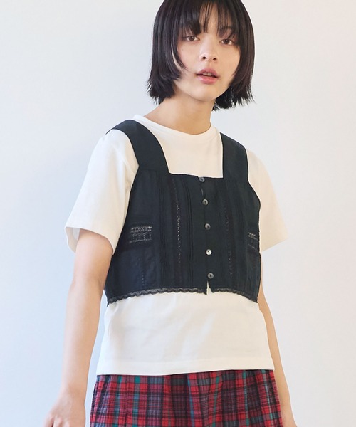 あ*い様 chinatsu aoyama ビスチェ　ブラック COMBINATION BLOUSE(S Black): Vintage 1.2｜THE SHOP YOHJI