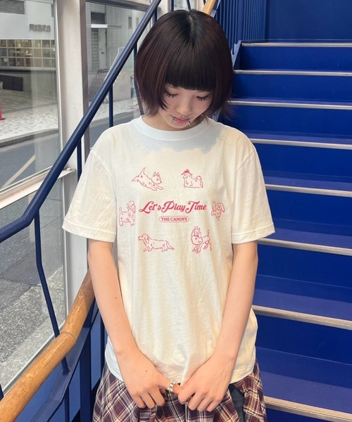 Candy Stripper(キャンディストリッパー)の「LET'S PLAY TIME Tシャツ(Tシャツ/カットソー・レディース・オフホワイト/ピンク/ライトブルー/ブルー/ブラック・M/L/XL)」の22枚目の写真