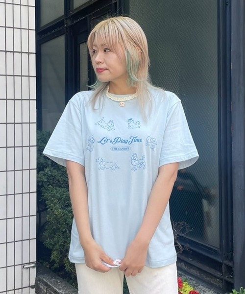 Candy Stripper(キャンディストリッパー)の「LET'S PLAY TIME Tシャツ(Tシャツ/カットソー・レディース・オフホワイト/ピンク/ライトブルー/ブルー/ブラック・M/L/XL)」の19枚目の写真