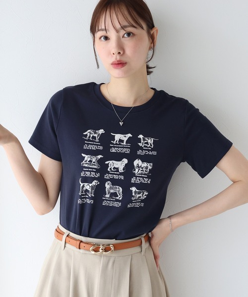 BLUEEAST(ブルーイースト)の「DOGアソートプリント半袖Tシャツ(Tシャツ/カットソー・レディース・ホワイト/ブラック/ネイビー・MEDIUM)」の3枚目の写真