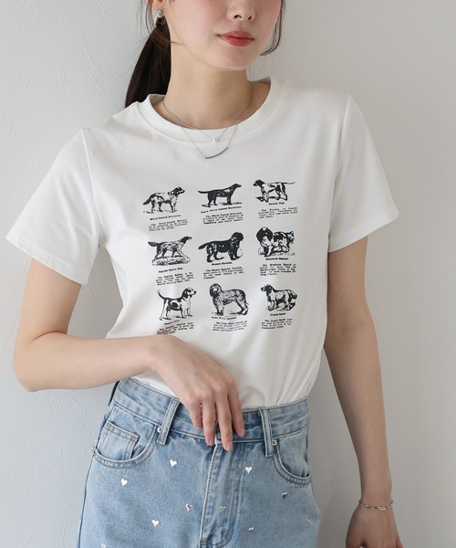 BLUEEAST(ブルーイースト)の「DOGアソートプリント半袖Tシャツ(Tシャツ/カットソー・レディース・ホワイト/ブラック/ネイビー・MEDIUM)」の21枚目の写真