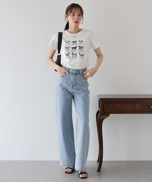 BLUEEAST(ブルーイースト)の「DOGアソートプリント半袖Tシャツ(Tシャツ/カットソー・レディース・ホワイト/ブラック/ネイビー・MEDIUM)」の9枚目の写真