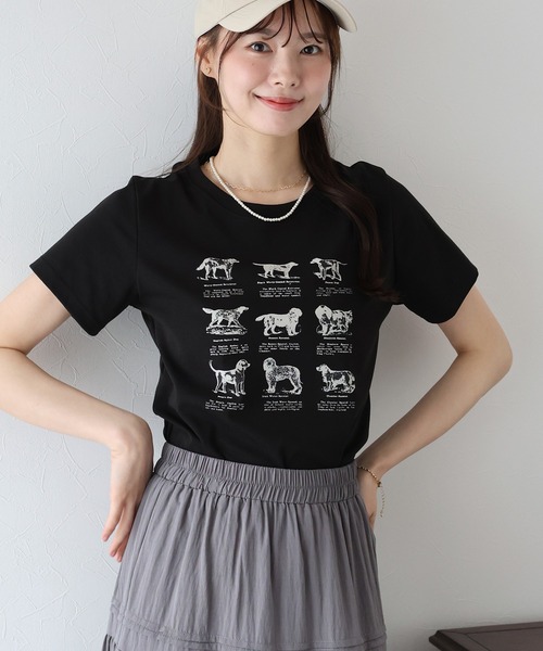 BLUEEAST(ブルーイースト)の「DOGアソートプリント半袖Tシャツ(Tシャツ/カットソー・レディース・ホワイト/ブラック/ネイビー・MEDIUM)」の13枚目の写真