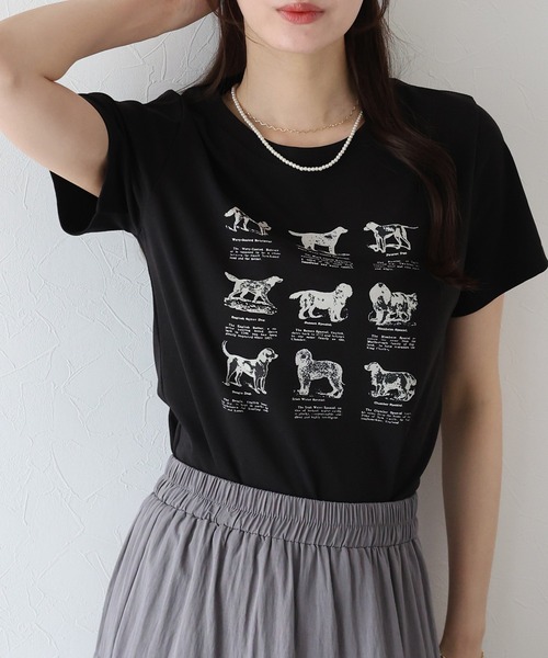 BLUEEAST(ブルーイースト)の「DOGアソートプリント半袖Tシャツ(Tシャツ/カットソー・レディース・ホワイト/ブラック/ネイビー・MEDIUM)」の10枚目の写真