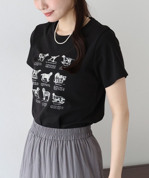 BLUEEAST(ブルーイースト)の「DOGアソートプリント半袖Tシャツ(Tシャツ/カットソー・レディース・ホワイト/ブラック/ネイビー・MEDIUM)」の11枚目の写真