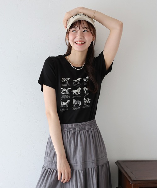 BLUEEAST(ブルーイースト)の「DOGアソートプリント半袖Tシャツ(Tシャツ/カットソー・レディース・ホワイト/ブラック/ネイビー・MEDIUM)」の15枚目の写真