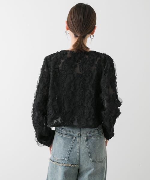 SENSE OF PLACE by URBAN RESEARCH（センスオブプレイスバイアーバンリサーチ）の「クロップドチュールジャガードブラウス（シャツ/ブラウス・レディース・アイボリー/ブラック/ベージュ・ONE）」の8枚目の写真