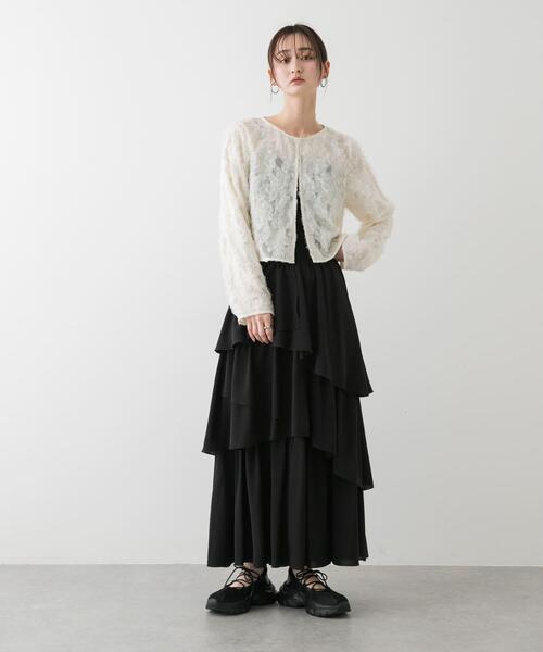 SENSE OF PLACE by URBAN RESEARCH（センスオブプレイスバイアーバンリサーチ）の「クロップドチュールジャガードブラウス（シャツ/ブラウス・レディース・アイボリー/ブラック/ベージュ・ONE）」の21枚目の写真