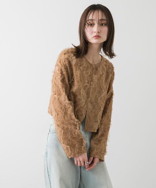 SENSE OF PLACE by URBAN RESEARCH（センスオブプレイスバイアーバンリサーチ）の「クロップドチュールジャガードブラウス（シャツ/ブラウス・レディース・アイボリー/ブラック/ベージュ・ONE）」の17枚目の写真