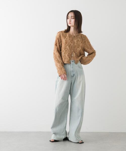 SENSE OF PLACE by URBAN RESEARCH（センスオブプレイスバイアーバンリサーチ）の「クロップドチュールジャガードブラウス（シャツ/ブラウス・レディース・アイボリー/ブラック/ベージュ・ONE）」の15枚目の写真