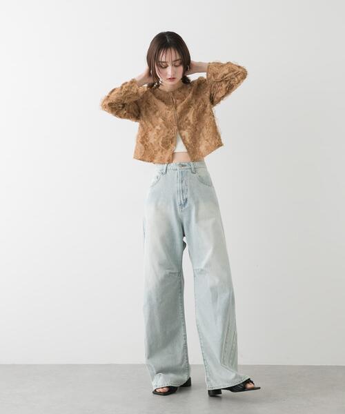 SENSE OF PLACE by URBAN RESEARCH（センスオブプレイスバイアーバンリサーチ）の「クロップドチュールジャガードブラウス（シャツ/ブラウス・レディース・アイボリー/ブラック/ベージュ・ONE）」の14枚目の写真