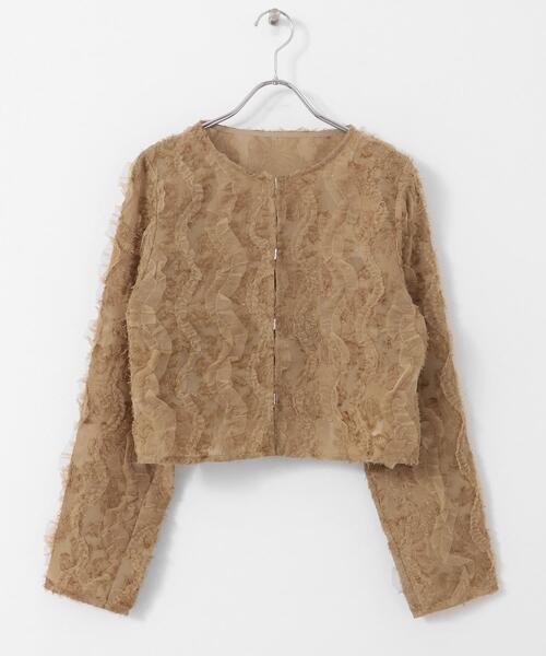 SENSE OF PLACE by URBAN RESEARCH（センスオブプレイスバイアーバンリサーチ）の「クロップドチュールジャガードブラウス（シャツ/ブラウス・レディース・アイボリー/ブラック/ベージュ・ONE）」の13枚目の写真