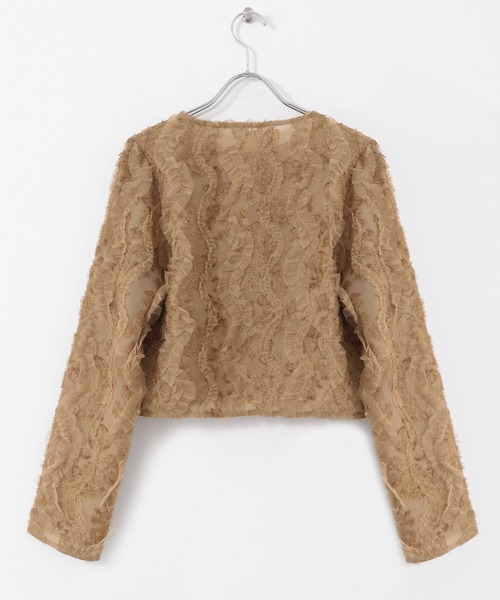 SENSE OF PLACE by URBAN RESEARCH（センスオブプレイスバイアーバンリサーチ）の「クロップドチュールジャガードブラウス（シャツ/ブラウス・レディース・アイボリー/ブラック/ベージュ・ONE）」の4枚目の写真