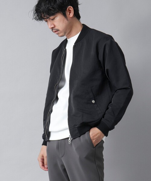 NOLLEY’S(ノーリーズ)の「【ACTIVE SECT】《限定展開》撥水ナイロンMA-1 25SS(ブルゾン・メンズ・ブラック/グレイッシュベージュ・L/M/S)」の2枚目の写真
