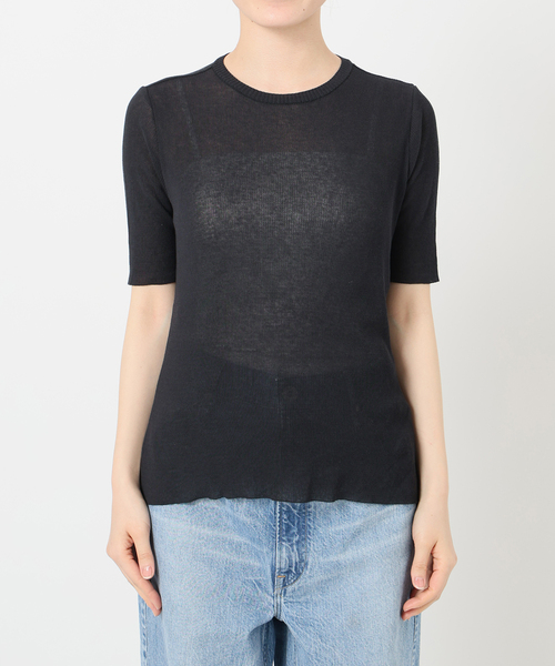 Spick & Span(スピックアンドスパン)の「18Gシアーリブハーフスリーブニット(ニット/セーター・レディース・チャコールグレー/ブラウン・FREE)」の13枚目の写真
