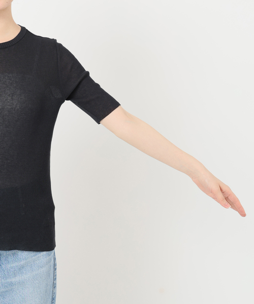 Spick & Span(スピックアンドスパン)の「18Gシアーリブハーフスリーブニット(ニット/セーター・レディース・チャコールグレー/ブラウン・FREE)」の9枚目の写真