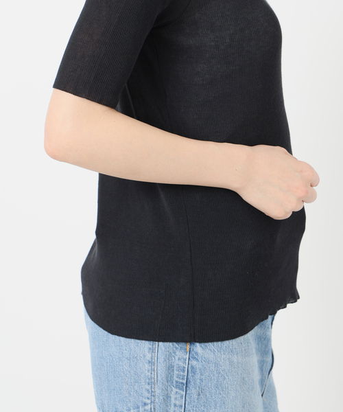Spick & Span(スピックアンドスパン)の「18Gシアーリブハーフスリーブニット(ニット/セーター・レディース・チャコールグレー/ブラウン・FREE)」の8枚目の写真